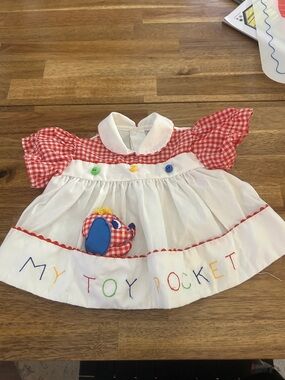 Vintage Baby Girls Gingham Red & White Dress